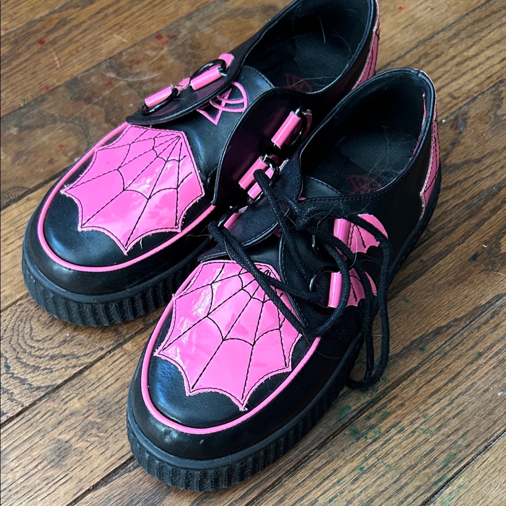 Vibrant Pink and Black Women's Dress Shoes